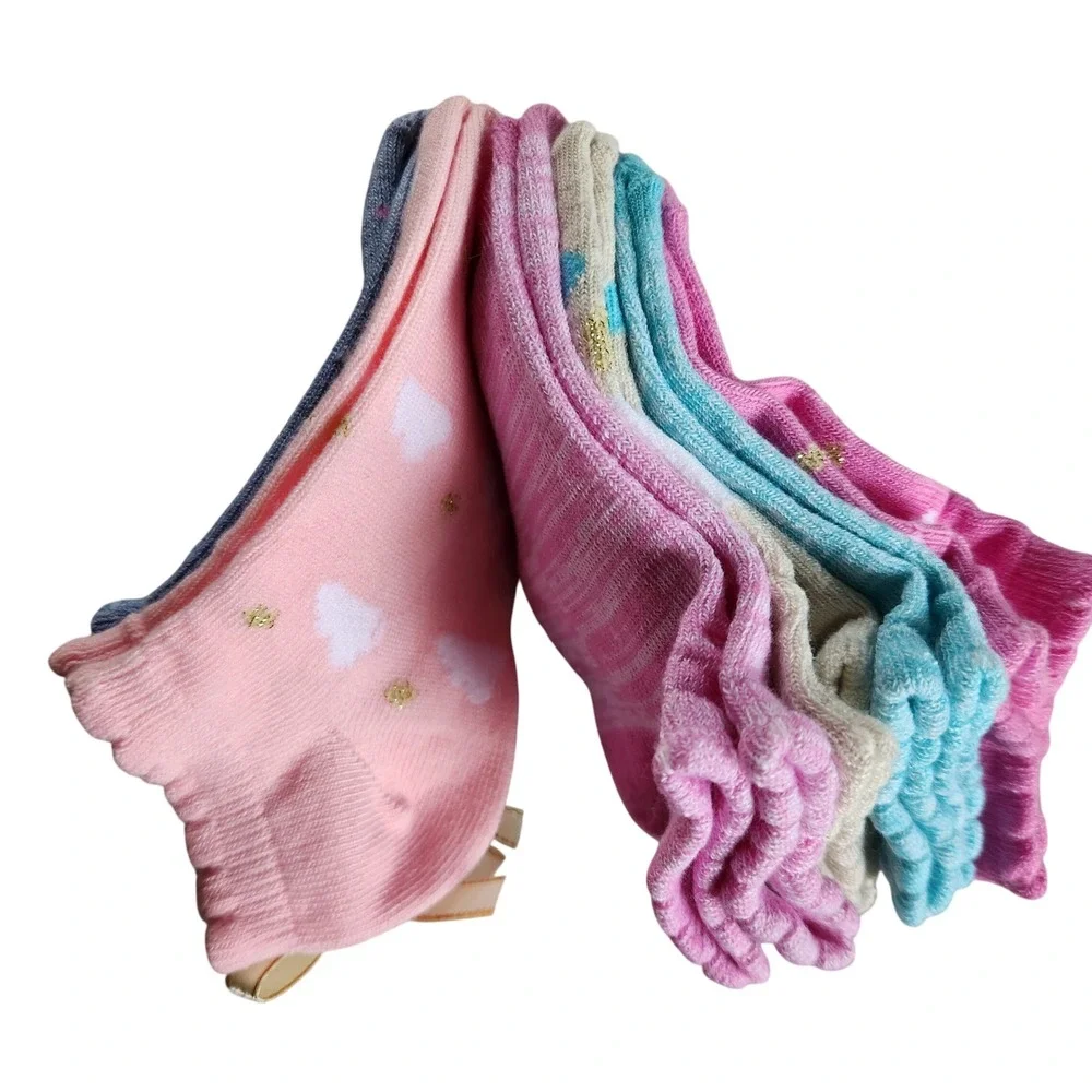 Esprit Kids Socks 6 Pairs‎ Shoe Size 7-10 Assorted Colors Girls New